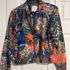 Lili Sidonio Tropical Print Light Bomber Jacket